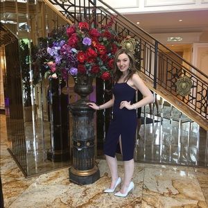 Express Navy Blue Spaghetti-Strapped Dress